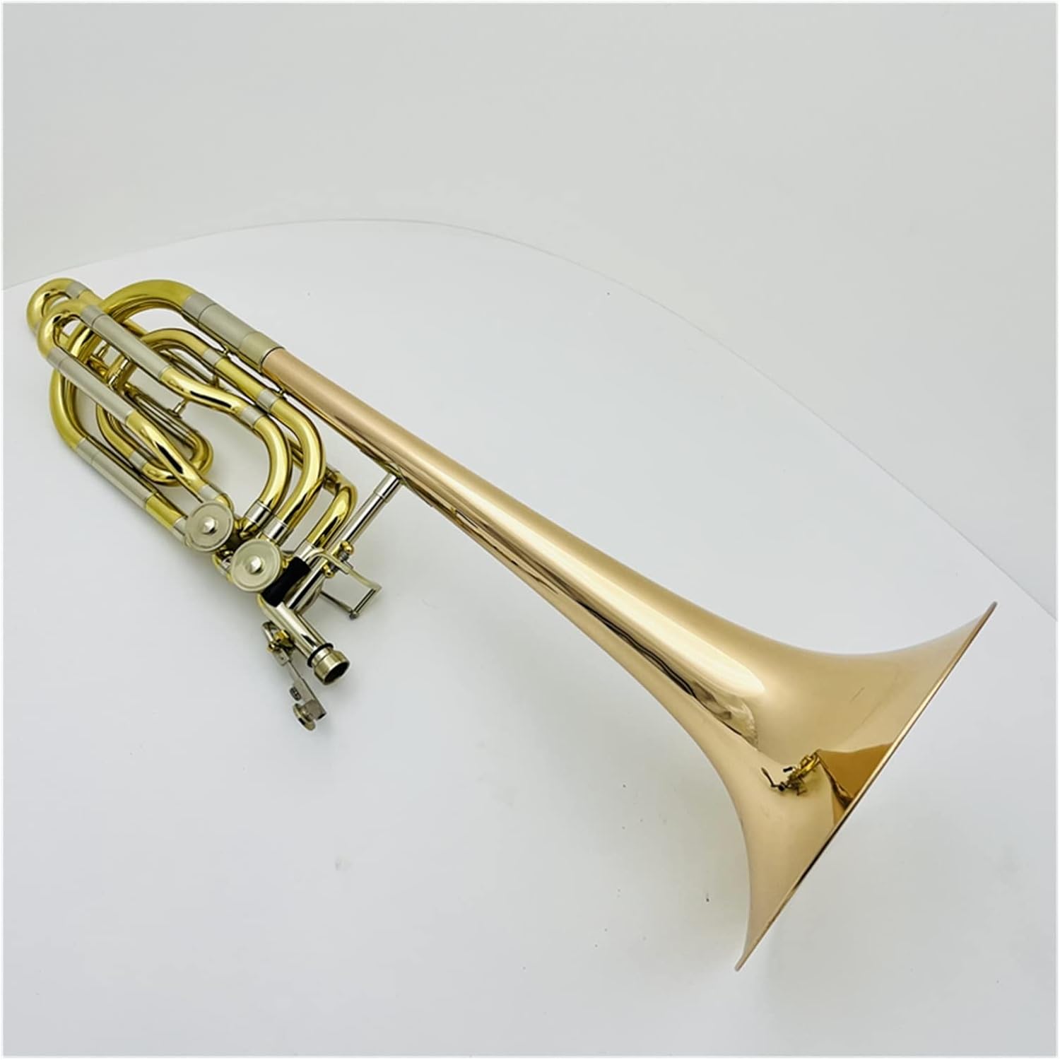 FLFL Student Trombone Bb/f Trombone Two-Piston Two-Color Phosphor Bronze Brass Plated Professional Musical Instrument with Case