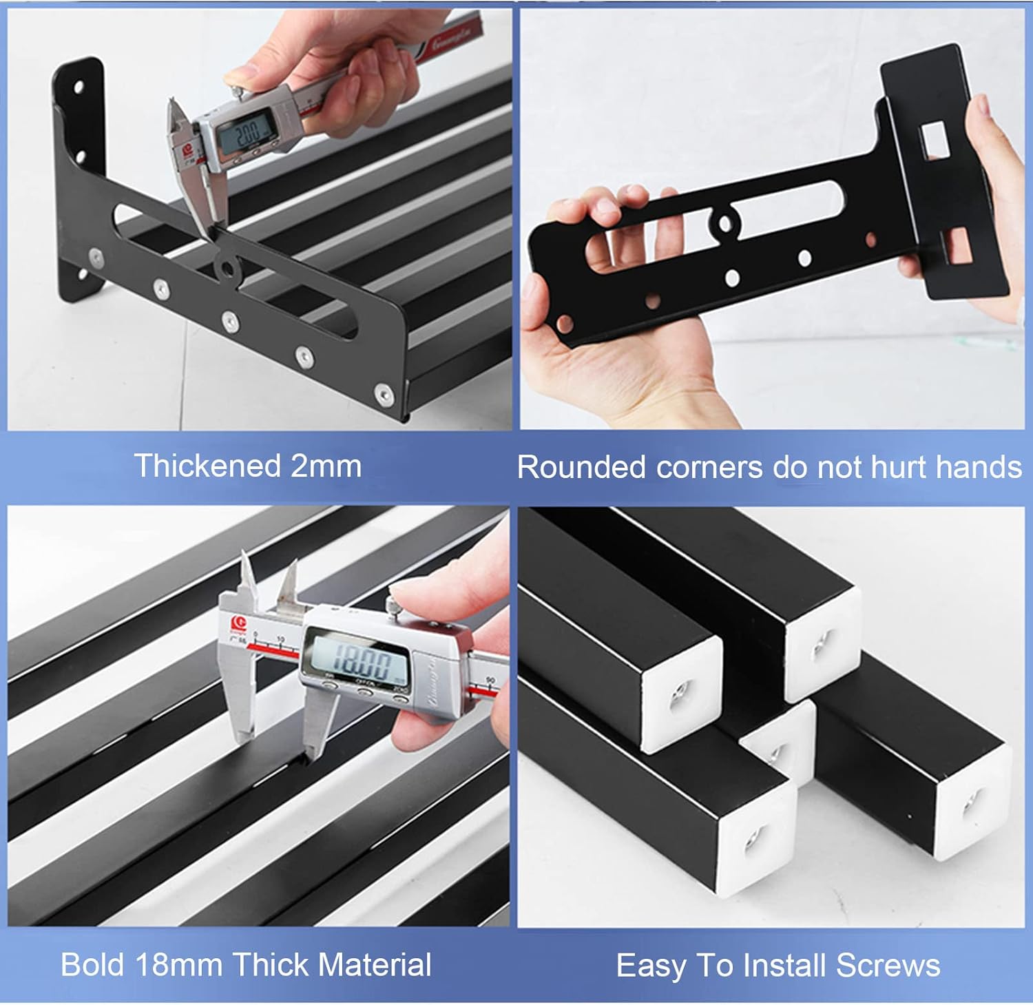 Stainless Stell Shelf Wall Mount Floating Shelving, Kitchen Spice Rack Microwave Bracket with Hooks, Commercial Restaurant Bar Multifunctional Storage Shelf, Garage/Bathroom Shelves Organization