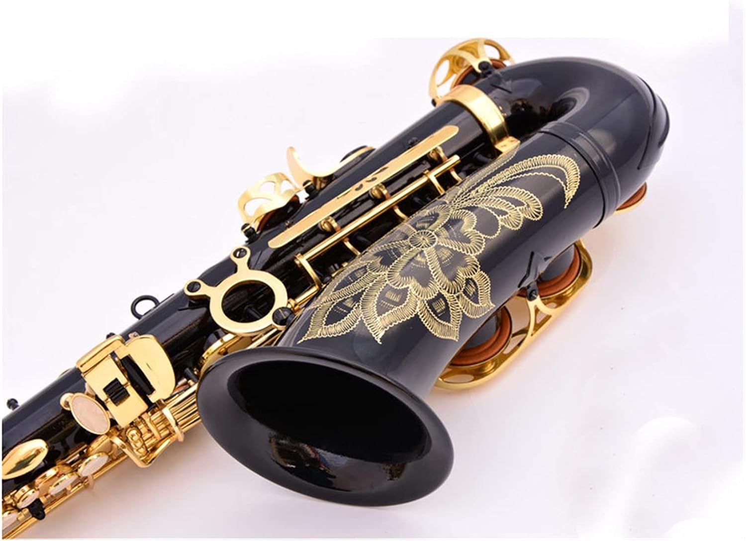 Saxophone Straight E-Flat Alto Saxophone Pearl Black Carving Craft Professional Grade Key Type Woodwind Instrument