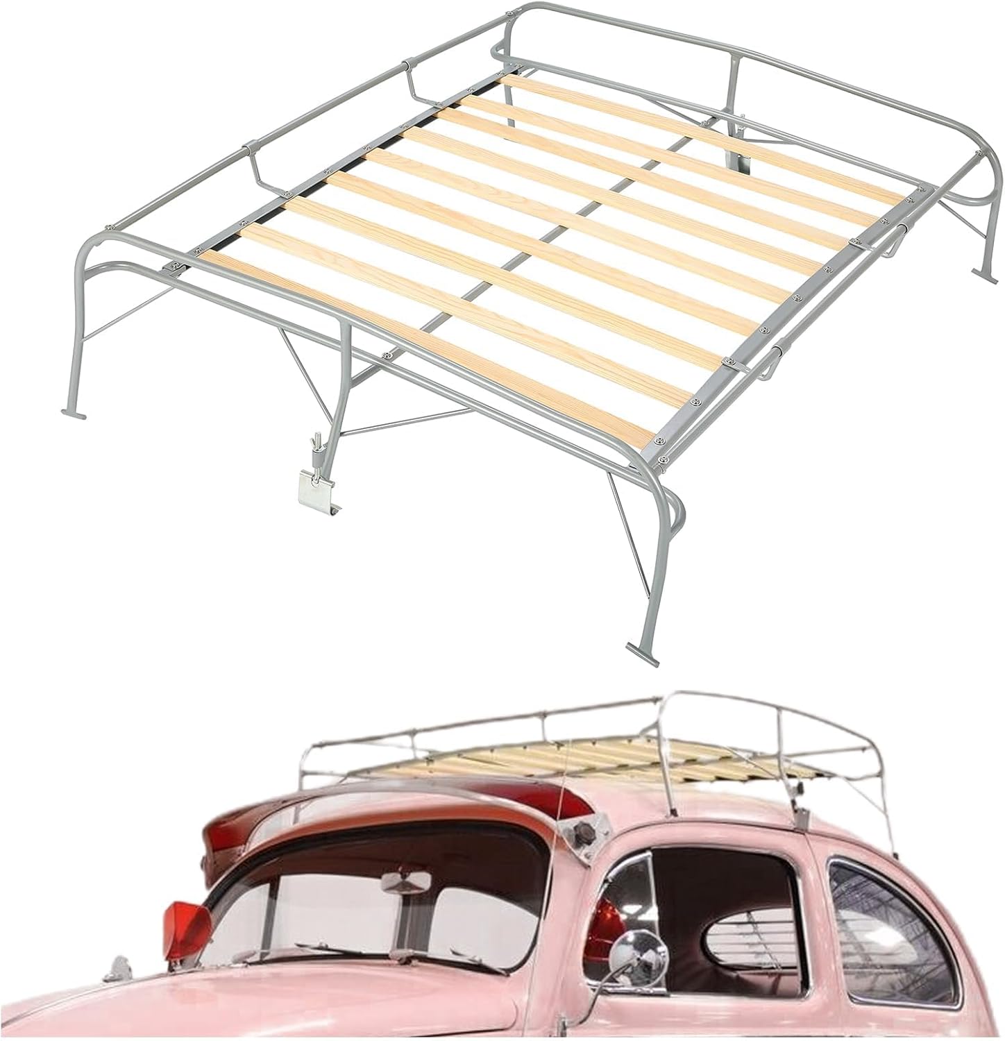 KUAFU Roof Cargo Rack Compatible with All Volkswagen Beetle VW Type 1 Bugs Rooftop Storage Rack Cargo Carrier Basket Car Top Luggage Holder
