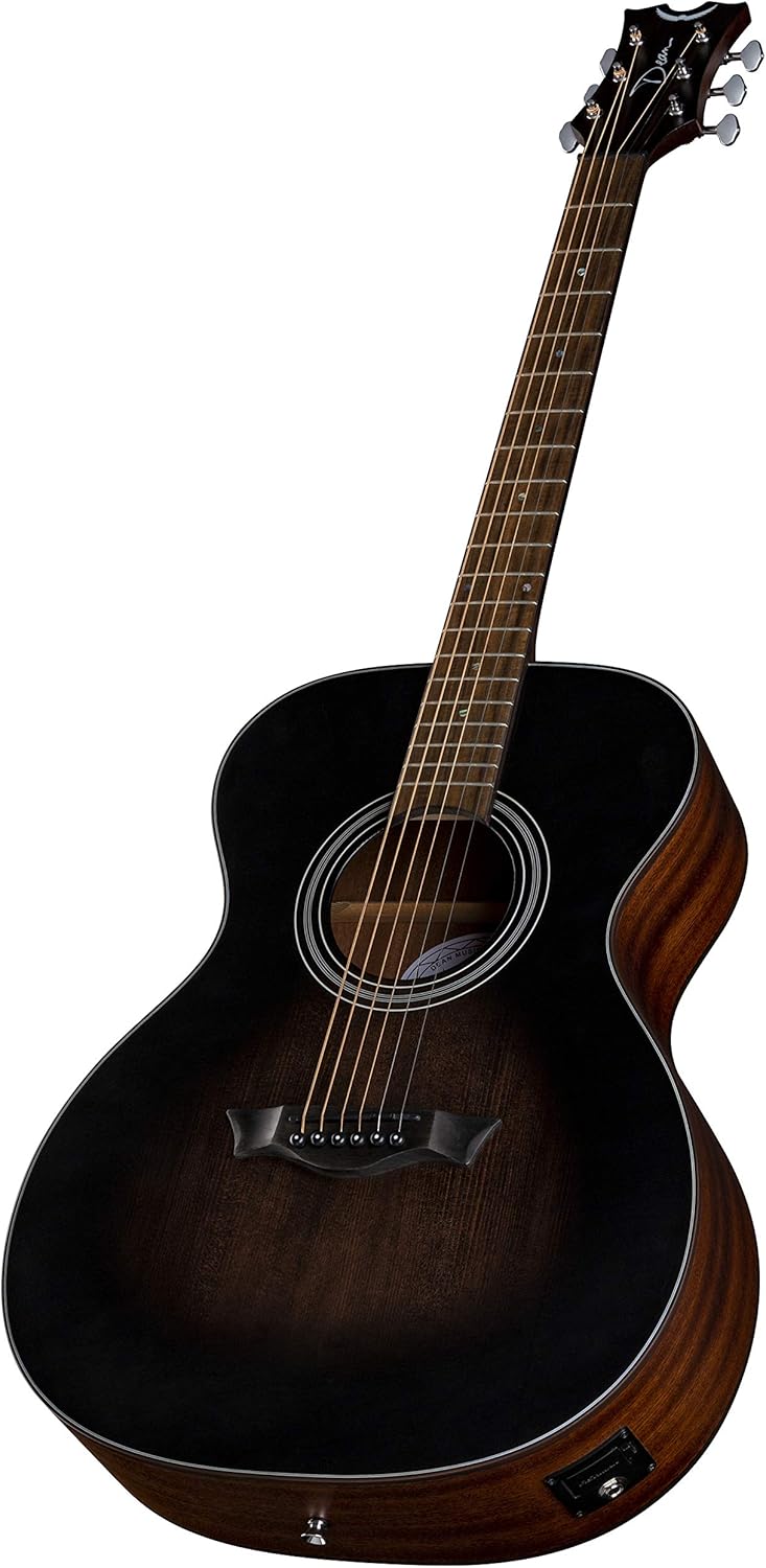 Dean Guitars 6 String St Augustine Folk Solid Top Acoustic/Electric Guitar, Right, Satin Vintage Black Burst (SA FOLK E VB)
