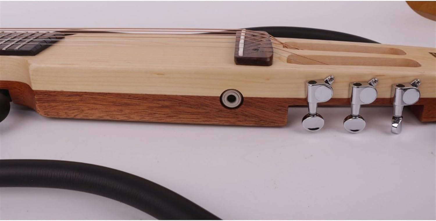 VENEKA Headless Electric Guitar Headless Silent Travel Electric Acoustic Guitar Right Left Hand Portable Travel Built in Effector Guitar (Color : Left Hand)