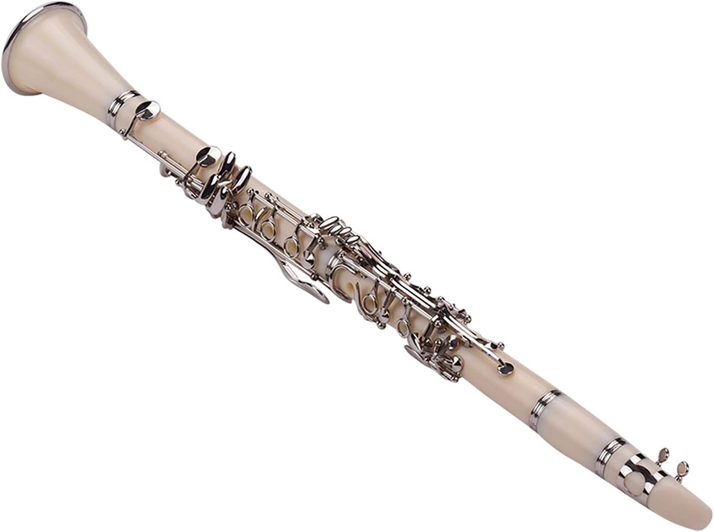 Standard Clarinet ABS 17-Key Clarinet Bb Flat with Case Gloves Cloth Reed Case Reeds Accessories Woodwind Instrument Beginner Clarinet (Color : White)
