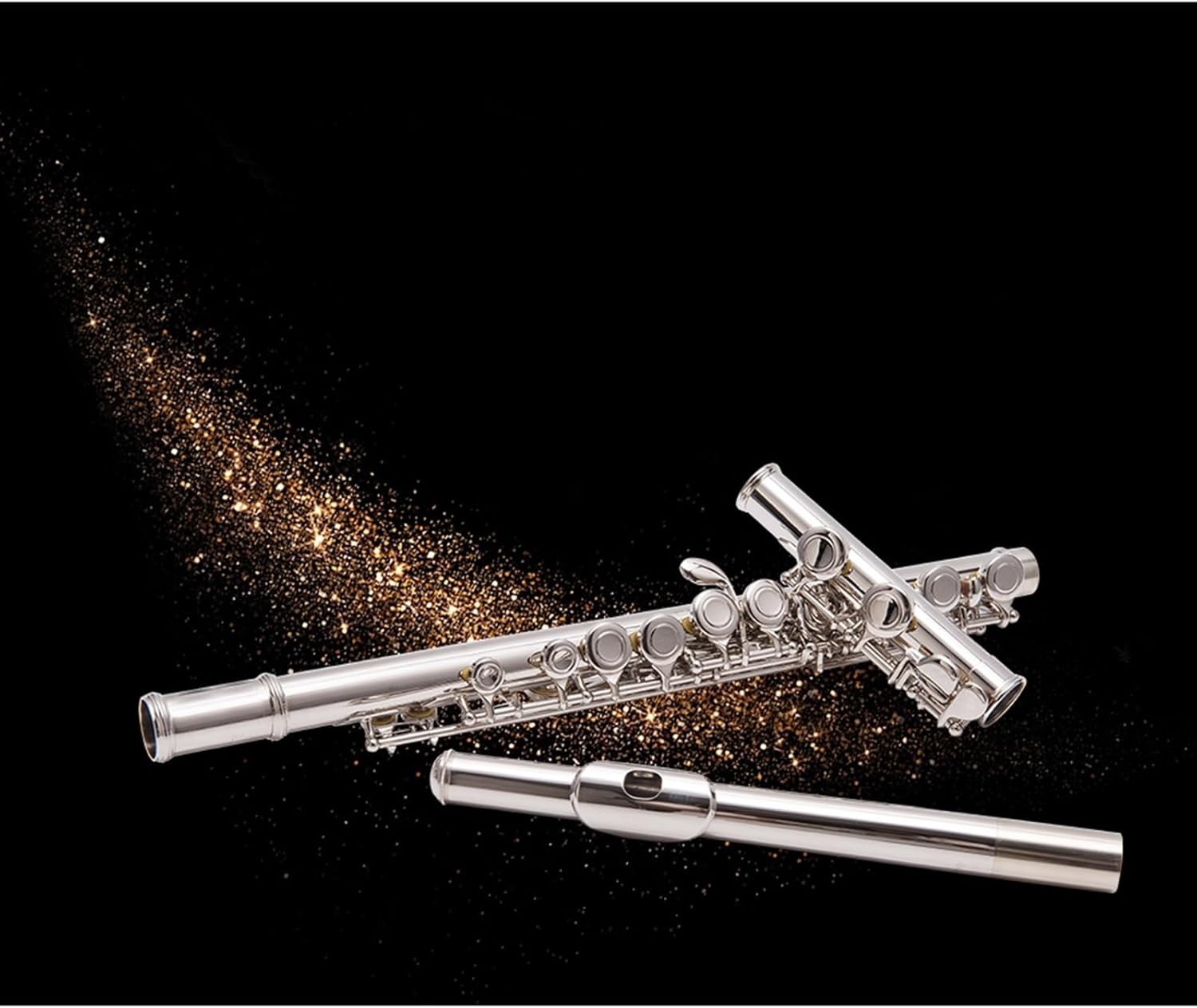 Flute Orchestral Wind Instrument 16-Hole Closed-Hole White Copper Nickel-Plated Flute Adult Beginner Children General C Key Flutes Musical Instruments