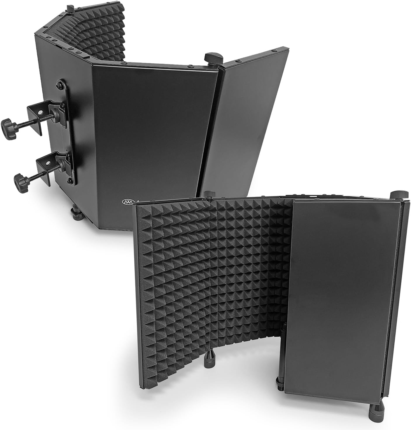 AxcessAbles Large 32x13 Recording Studio Microphone Isolation Shield w/ 3 Tier Tripod Stand and Pop Filter | Portable Sound Isolation Booth | Reflection Filter Shield | Studio Microphone Stand