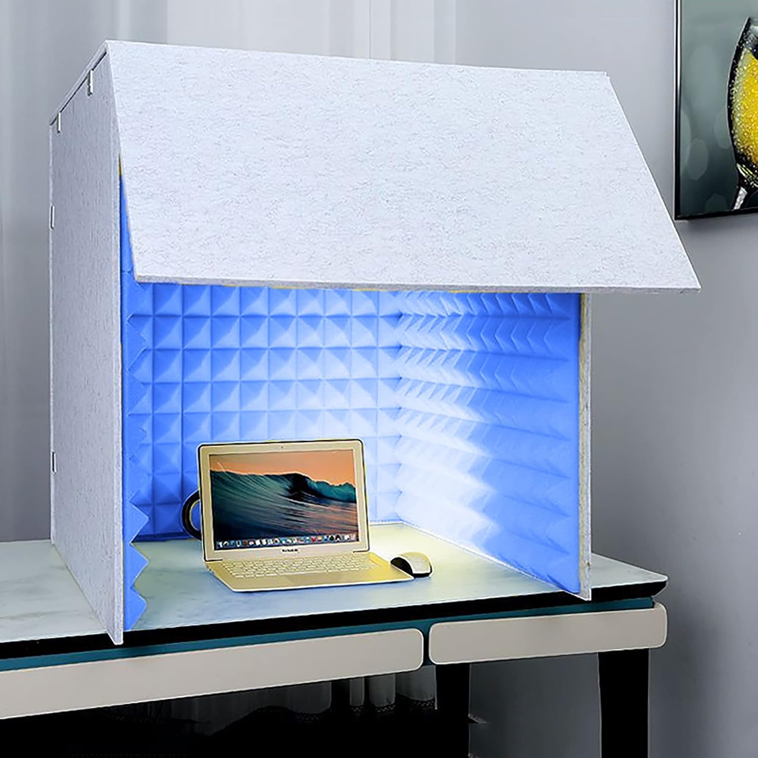 Desktop Soundproof Box, Portable Home Recording Studio, Suitable for Recording Live Broadcast (Dark Blue)