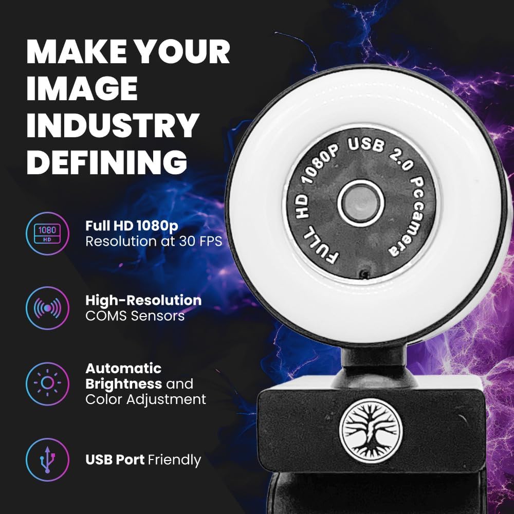 Live Video Streaming Kit, Includes 1080p 30 FPS Webcam, RGB USB Microphone, Adjustable LED Light for Twitch, YouTube, Podcast and WFH. for PC, MAC, Windows, and Laptops