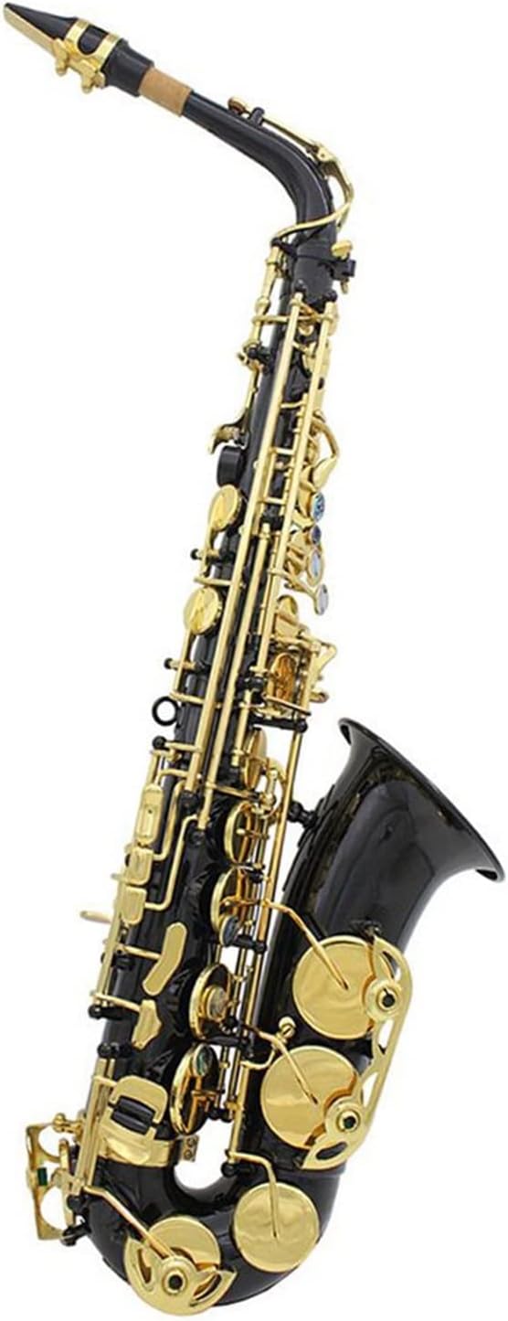 EB Alto Saxophone Brass Silver Plated Woodwind Instrument E Flat Sax with Case Beginner Saxophone (Color : Black8)