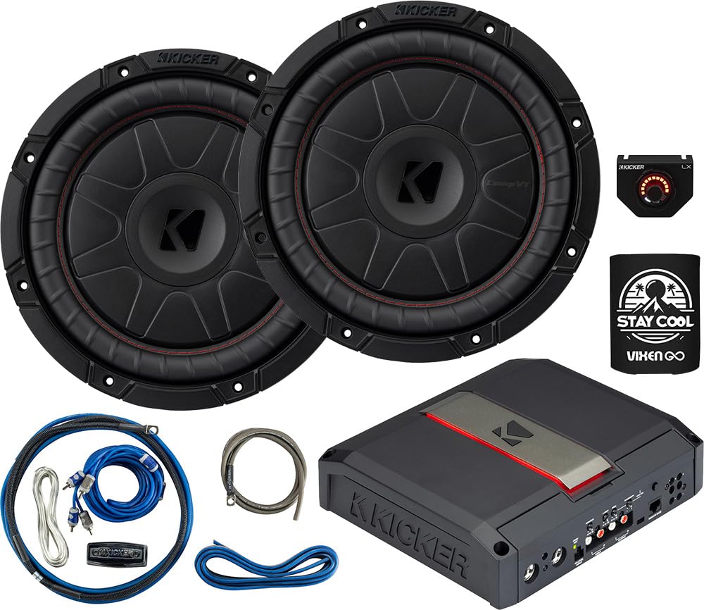 KICKER Subwoofers and Amp Package of 4 Items - 10