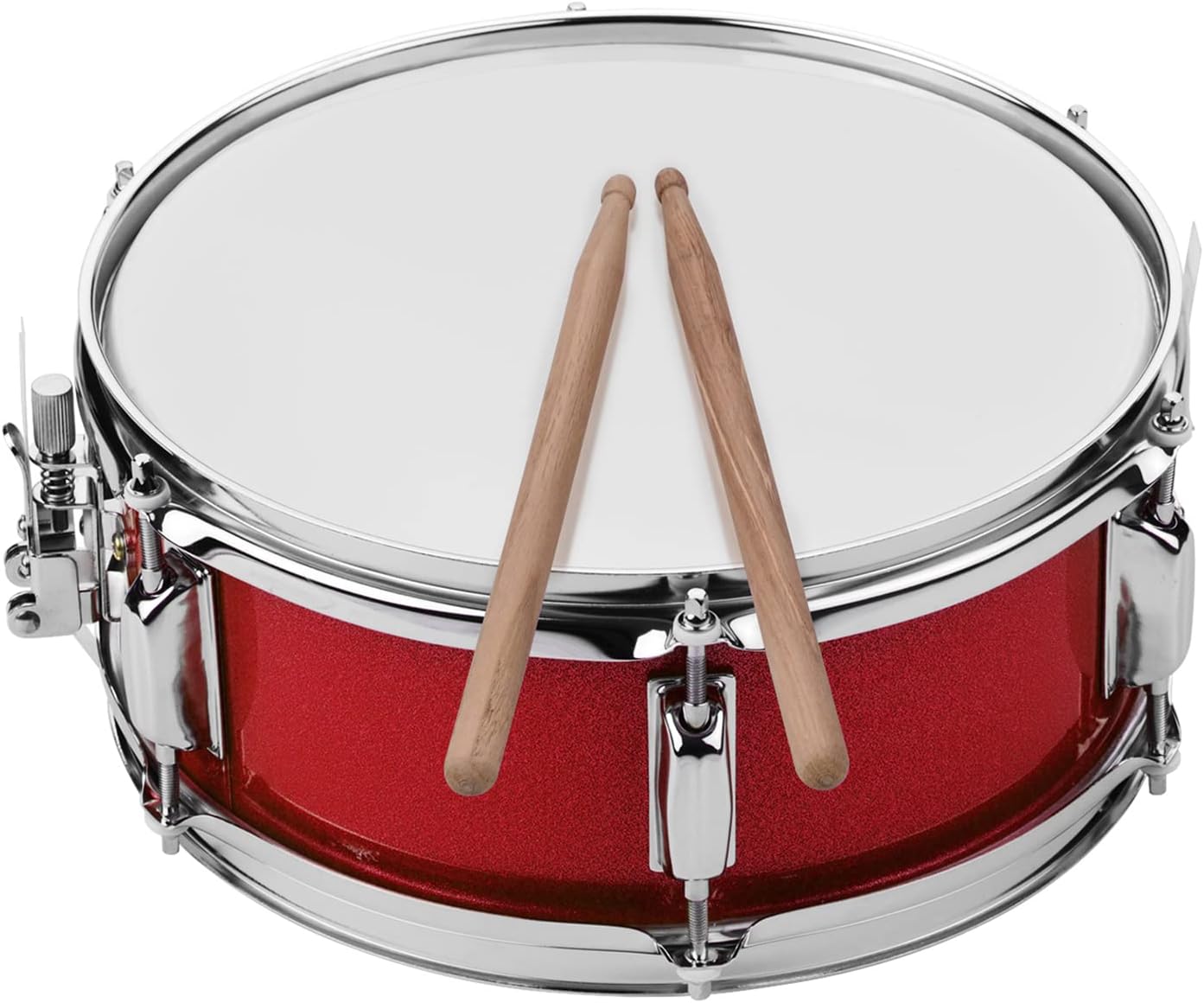 12inch Snare Drum, Marching Drum Set with Drumsticks Drum Key and Adjustable shoulder Straps, Snare Drum Head for Students Beginners (Red)