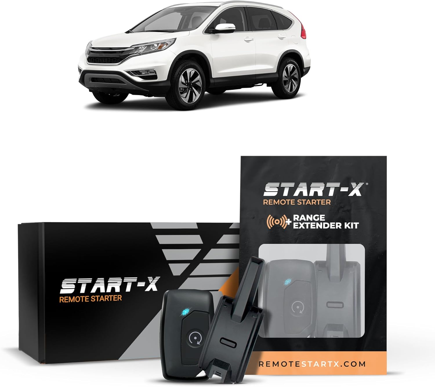 Start-X Remote Starter Kit + 2000ft 1 Way Range Extender for Honda CR-V (2012, 2013, 2014, 2015, 2016) Vehicles with Key Ignition