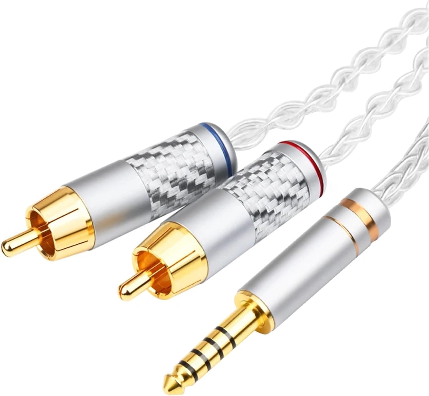 Hifi audio cable 4.4mm JACK balanced interface 4.4 to 2 rca signal cable AUX line Headphone Amplifier cable 4.4mm plug to 2 RCA(0.75m)