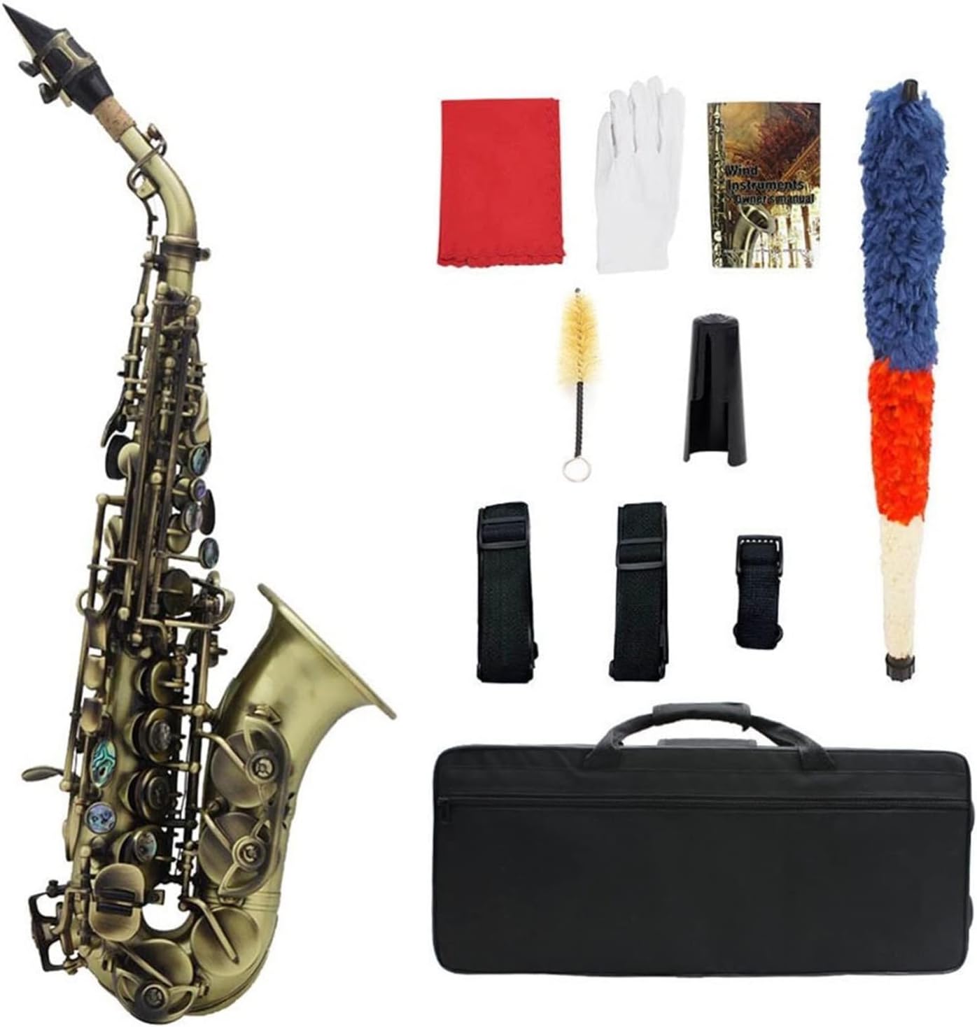 Saxophones Vintage Style Bb Saxophone Brass Material Woodwind Instrument with Case Gloves Cleaning Cloth Brush Sax Strap Mouthp Beginner Sax