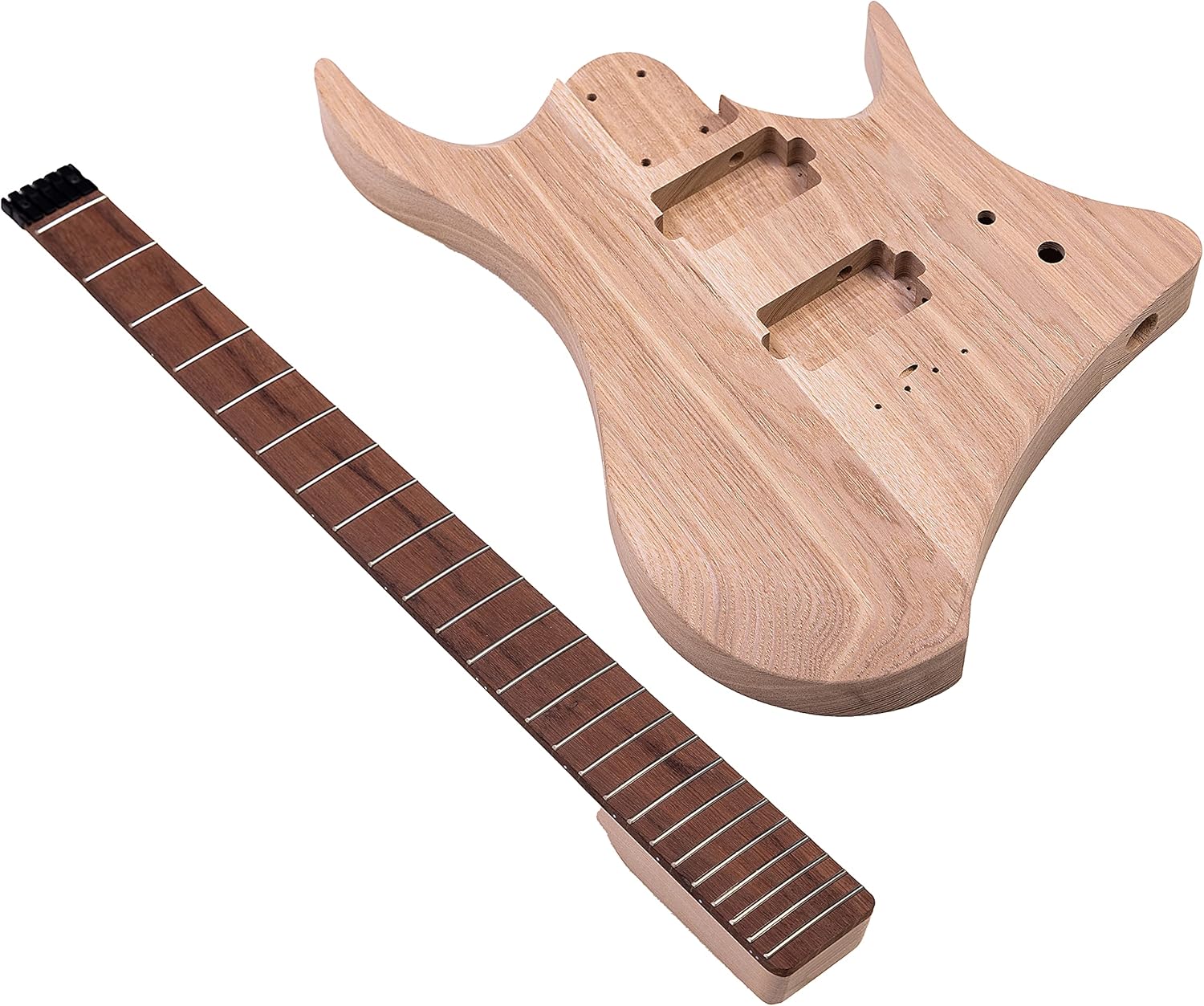 DIY Headless Electric Guitar kits, Elm Body, H-H Pickup Configuration, Natural