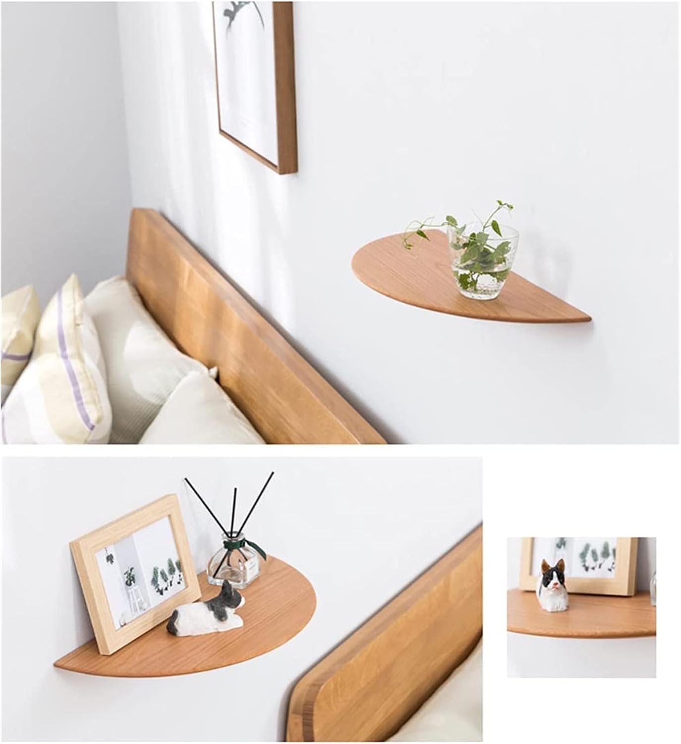 Creative Round End Wall Mounted Shelving,Multifunctional Wood Floating Shelves,Floating Wall Shelves,Display Storage Rack Bookshelves for Bedroom Office Kitchen Living Room