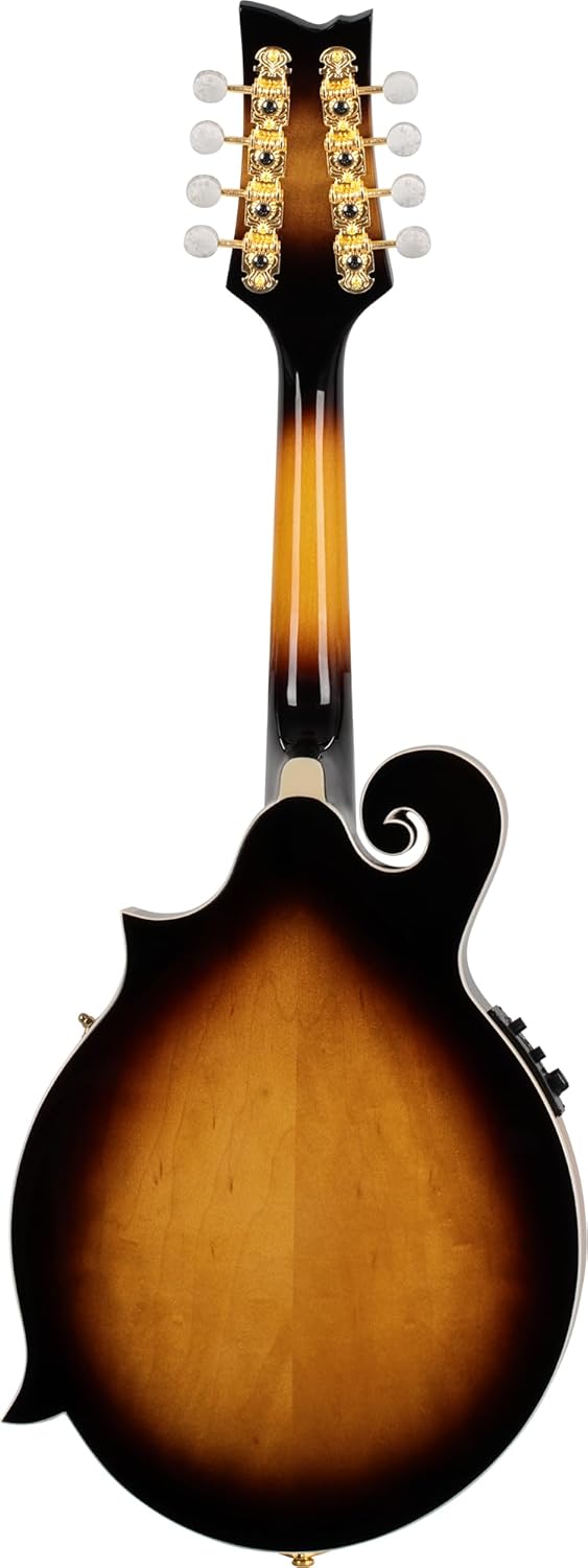 Ortega Guitars, 8-String F-Style Series Solid Top Acoustic-Electric Mandolin w/Bag, Right, Gold (RMFE90TS)
