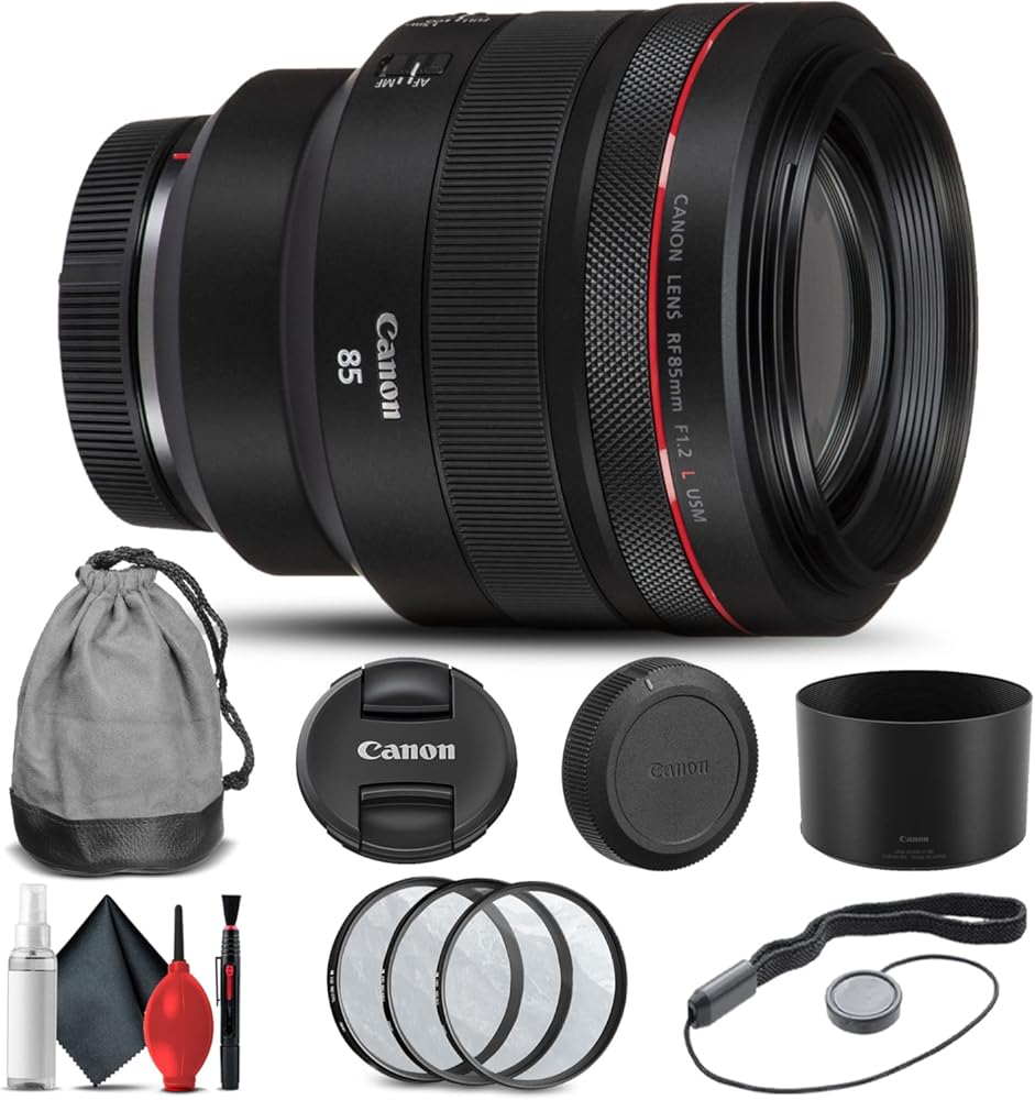 Canon RF 85mm f/1.2L USM Lens (3447C002) + Filter Kit + Cap Keeper + Cleaning Kit + More (Renewed)