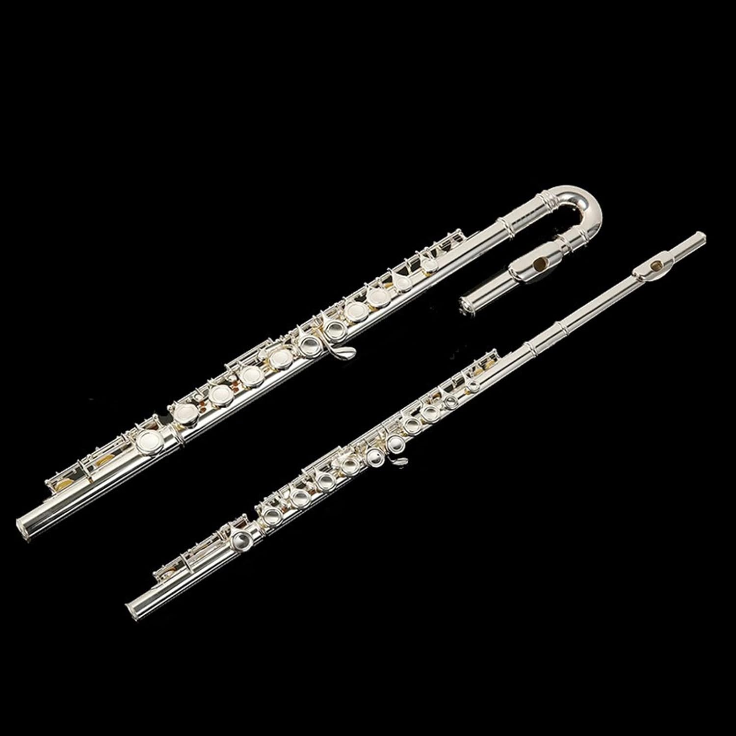Flutes Musical Instrument 16-Hole C-Tone Silver-Plated Flute with U-Shaped Tube Children's Flute Beginner Children's Wind Instrument