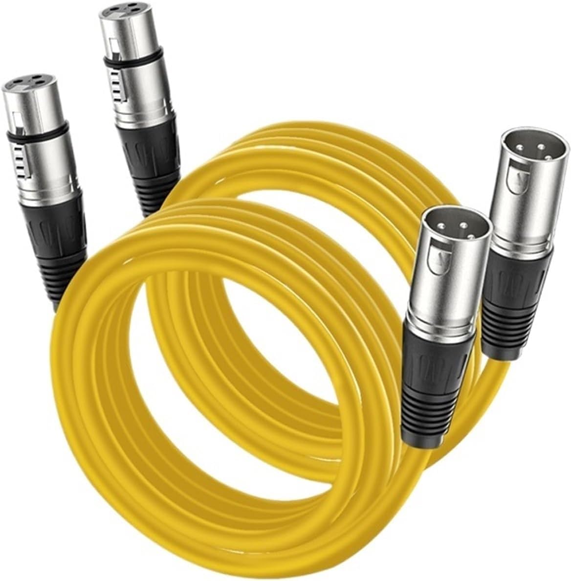 XLR Cables 2 Pack Microphone Cable Male to Female 3 Pin Shielded and Premium Balanced XLR Patch Cord for Microphone(Yellow-Pack of 2,12m)