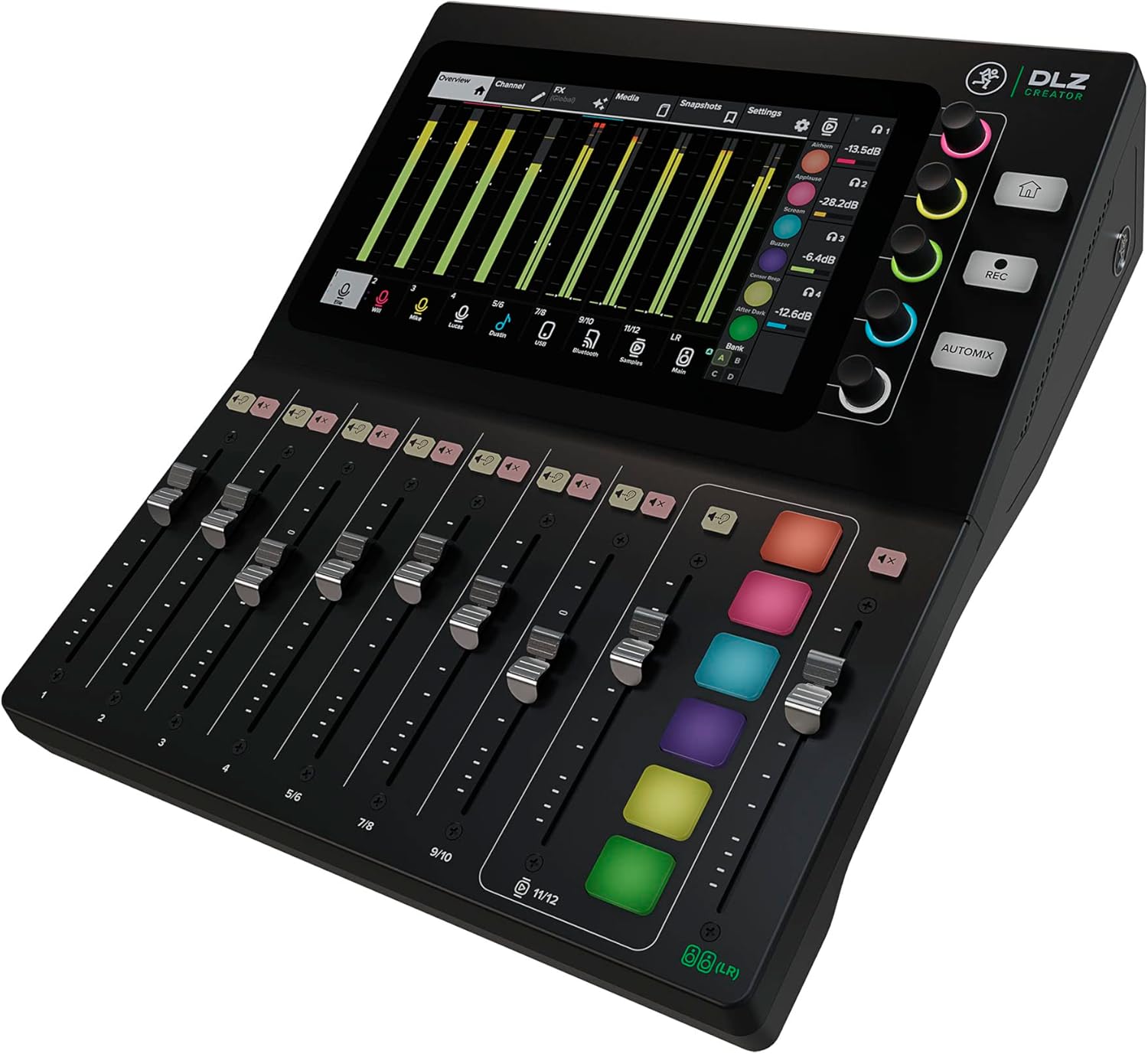 Mackie DLZ Creator Adaptive Digital Mixer for Podcasting, Streaming and YouTube with User Modes, Mix Agent Technology, Auto Mix, Onyx80 Mic Preamps