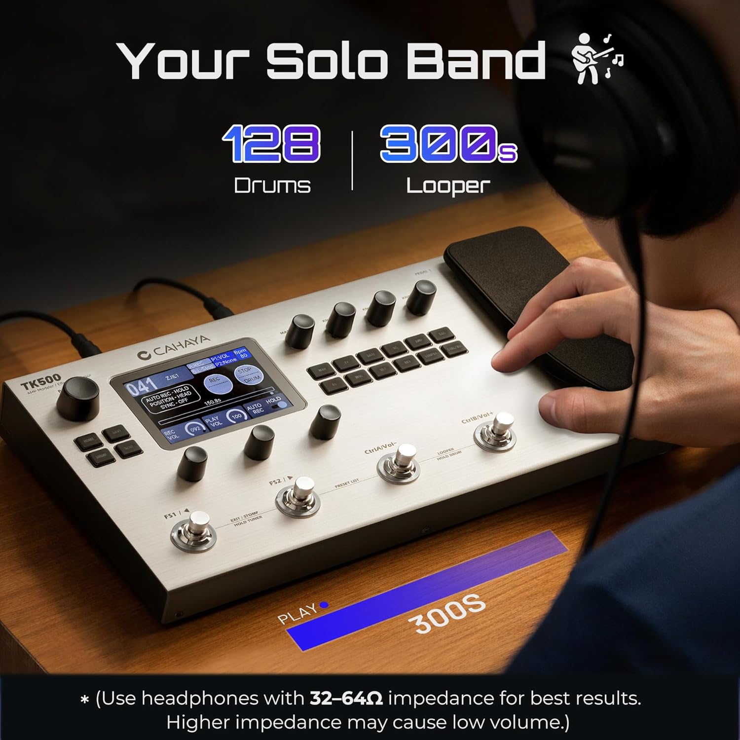 CAHAYA Guitar Pedal Board Multi-Effects: Professional Grade with 320 Effects 120 Amplifier Models Looper IR Cabinet Simulations Multi Effect Processor Pedal Board for Acoustic Electric Guitar & Bass