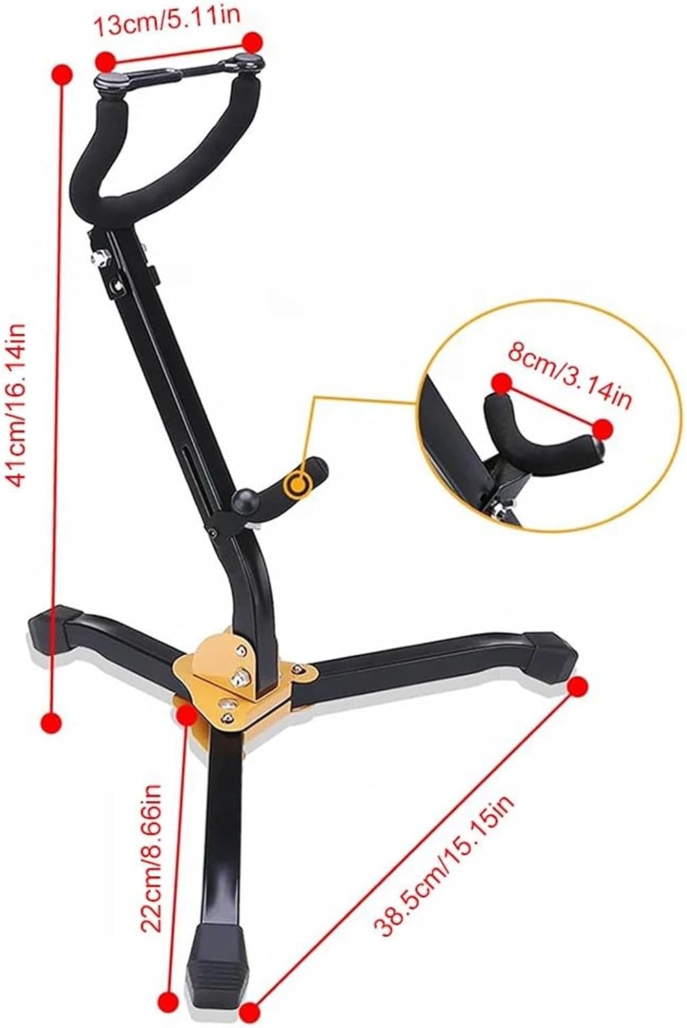 Alto Tenor Sax Holder Adjustable Saxophone Floor Bracket Wind Instrument Accessories saxophone accessories kit(Yellow)