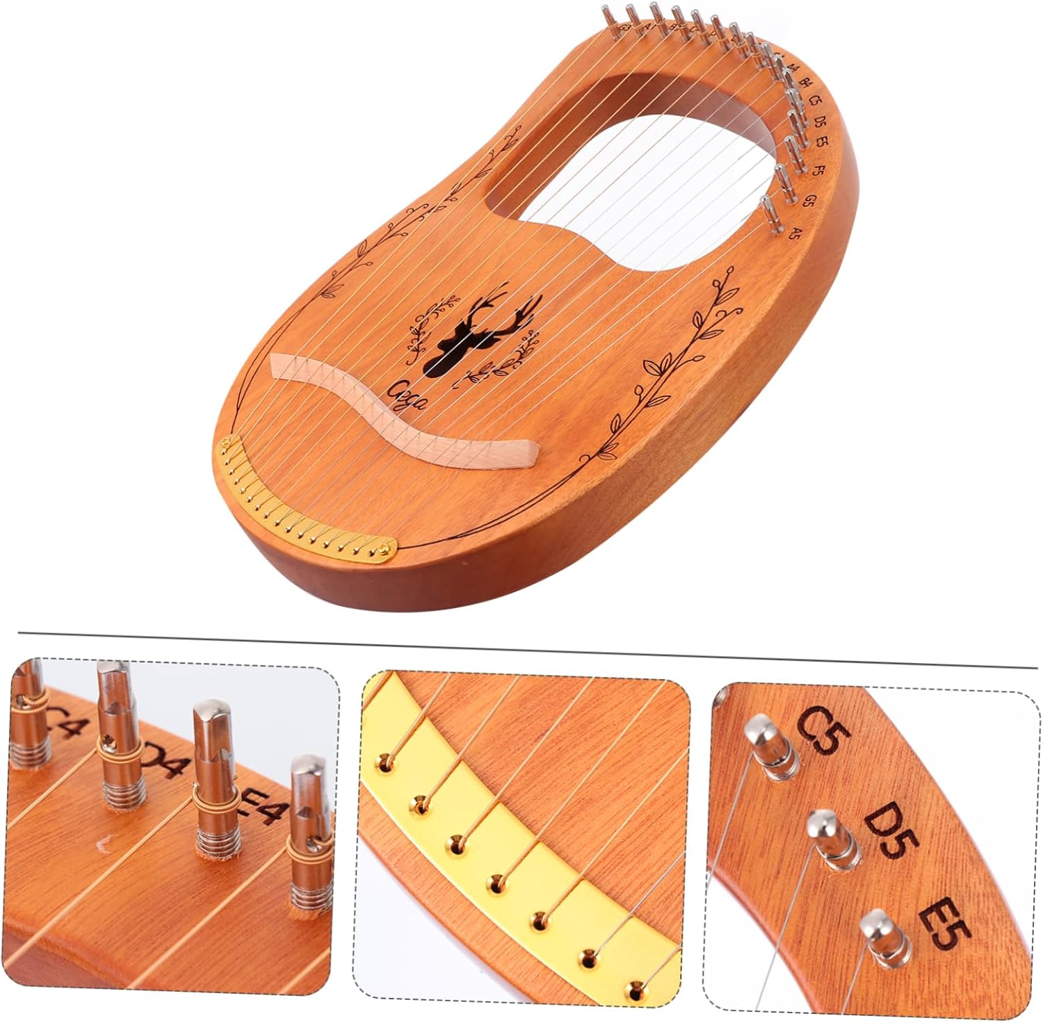 1set String Lyre Harp Portable Solid Instrument for Beginners Includes Strings for Music for Travel and Outdoor Use