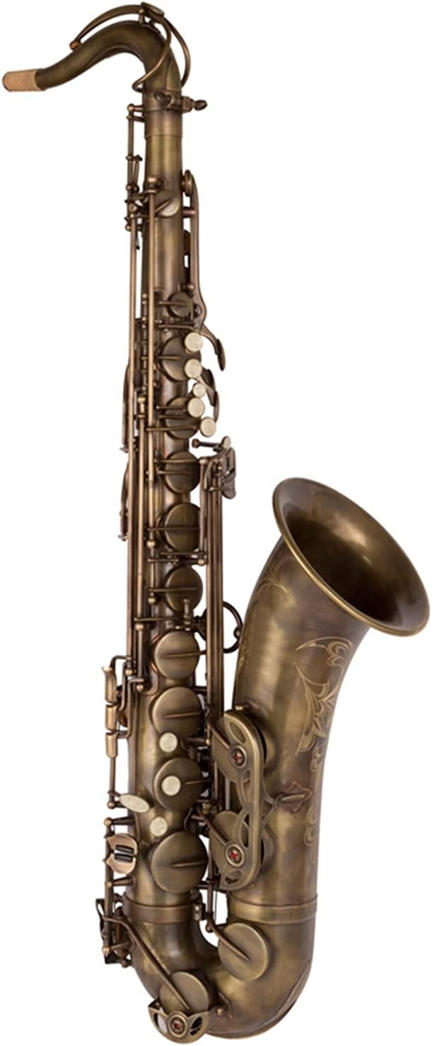 Saxophone Straight Tenor Saxophone Antique Copper B-Flat Tenor Sax Retro Bronze Mouthpiece Key Type Woodwind Instrument (Color : Antique Copper)