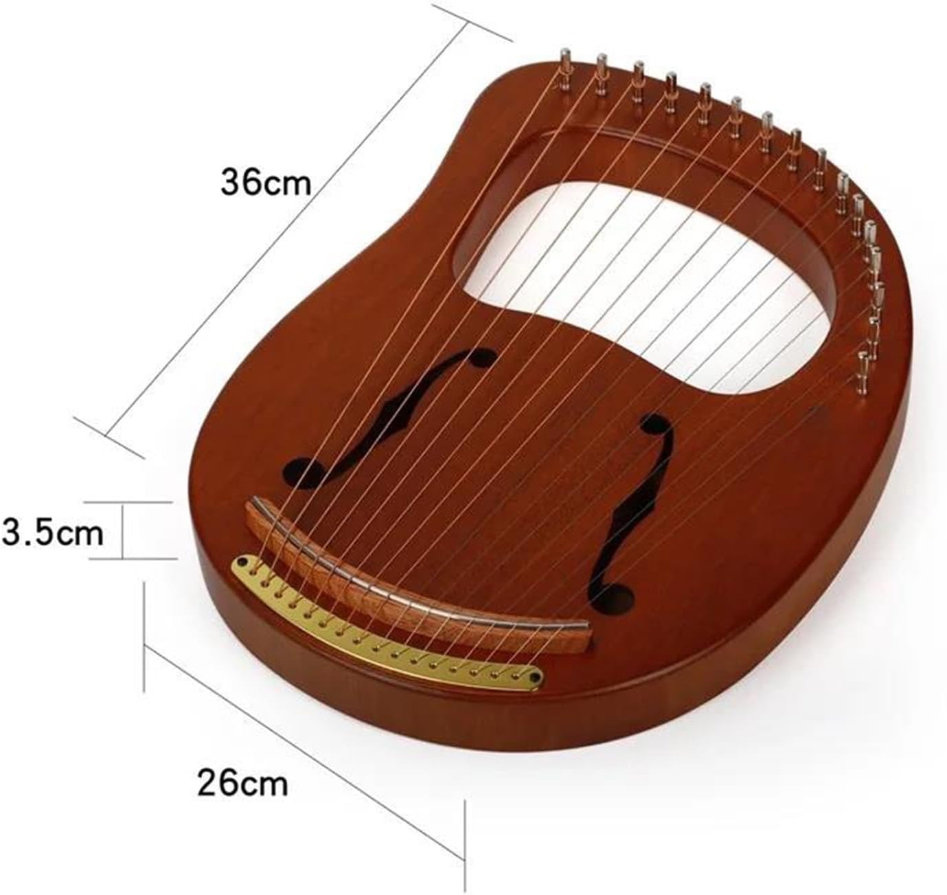 Lyre Harp Set Single Board 16-String Wooden Lyre Harp Metal Strings Portable Solid Wood Stringed Instruments For Beginners(16A)
