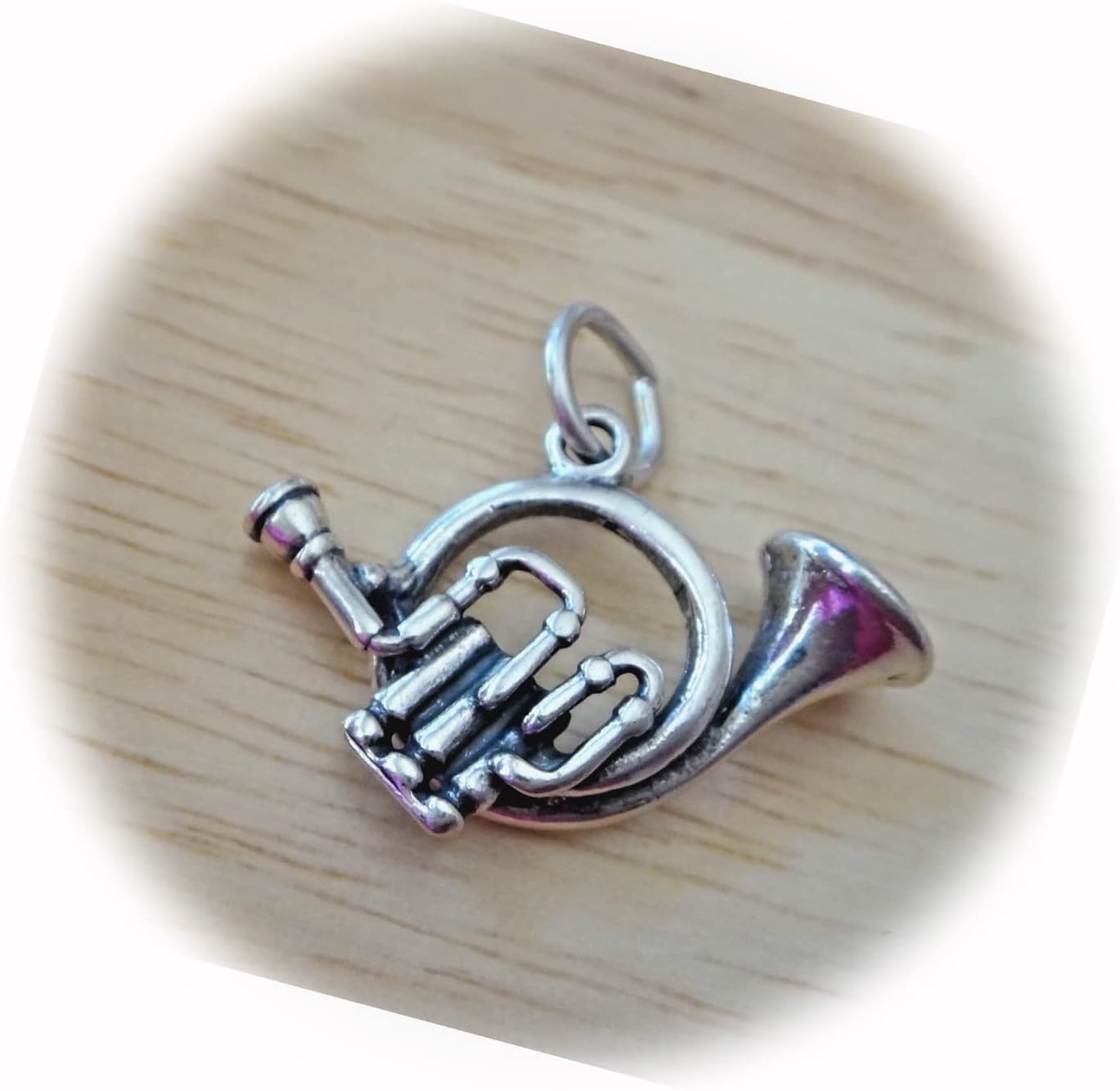 New 1 Sterling Silver 3D 17x25mm French Horn Music Instrument Charm CII3572SEE