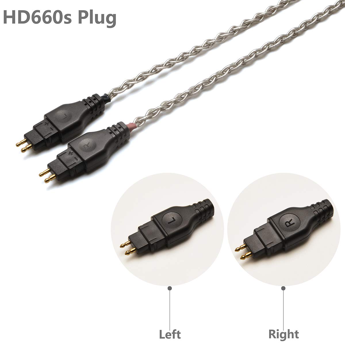 6N Single Crystal Silver Upgrade Headphones Cable 4.4mm/2.5mm/4Pin XLR Balance Headphone Upgrade Cables for SENNHEISER HD600 HD650 HD660S HD660S2(4.4mm Plug)