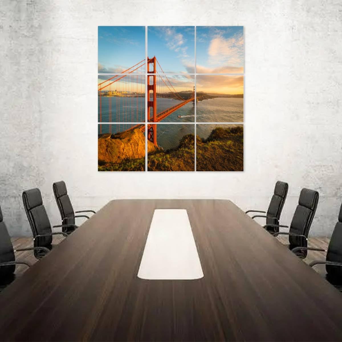 Art Acoustic Panels Sunset at Golden Gate Bridge 9 Packs Decorative Soundproof Wall Panels Large Sound Absorbing Padding for Studio Home Office 60