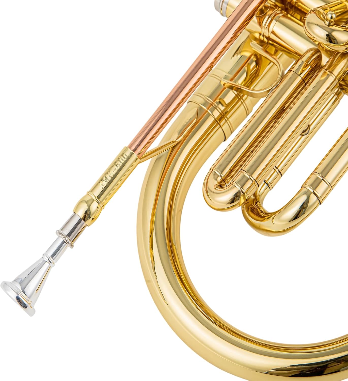 jmg-600 marching mellophone for advanced beginners and high school students f key brass instrument with phosphor copper leadpipe gold lacquer finish