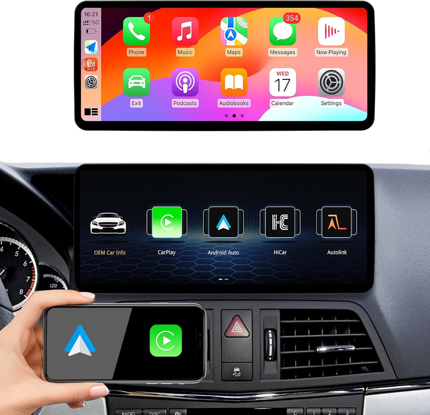 Ultra Narrow 12.3 Inch Touch Screen for Mercedes Benz E Class Dual Doors C207 W207 Carplay Android Auto Radio 2015-2016 Car Stereo Multimedia DSP Bluetooth (Linux 5.0 System)