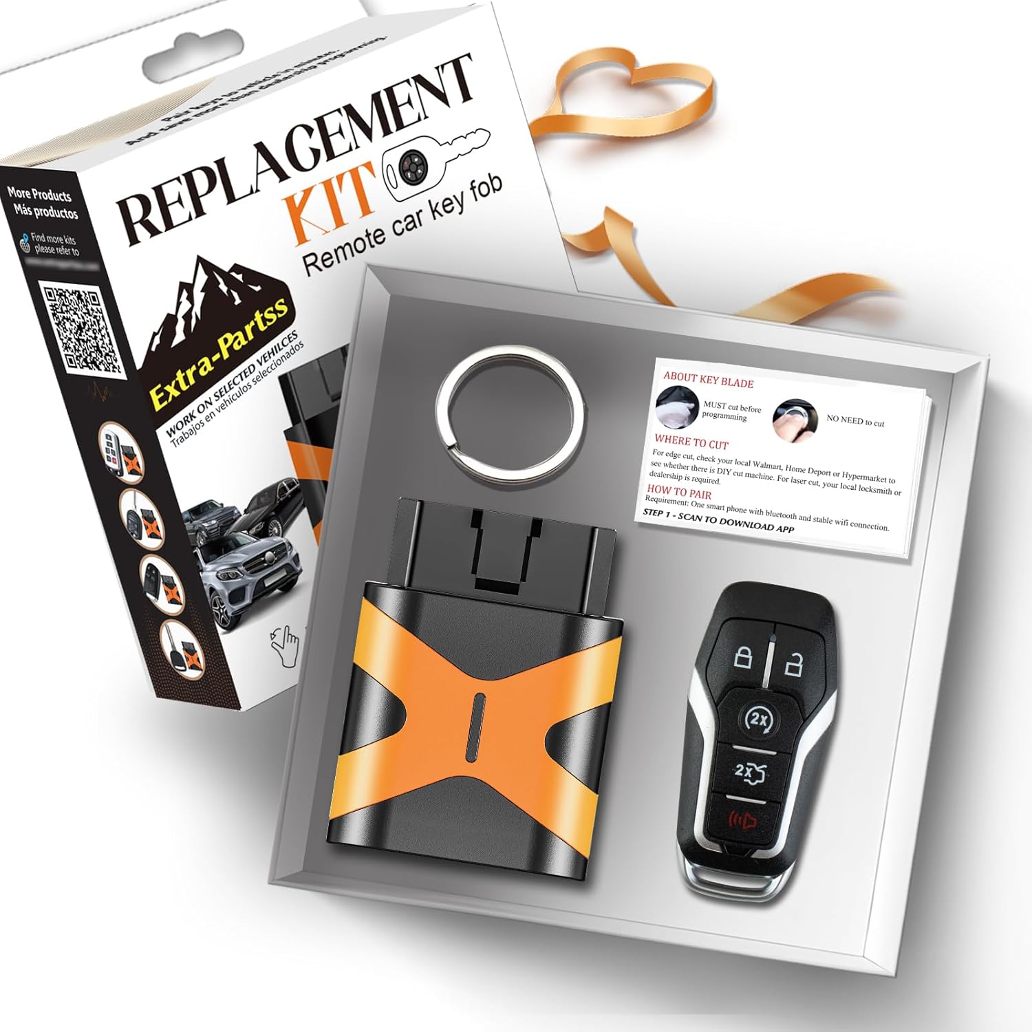 Smart Car Key Fob Replacement Bundles for Ford M3N-A2C31243300 164-R7989 fits Mustang 2015 2016 2017 2018 Add A Spare Key