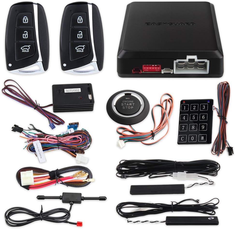 EASYGUARD EC002-HY-NS Smart Key PKE keyless Entry Remote Start Push Start Button Shock Sensor Warning