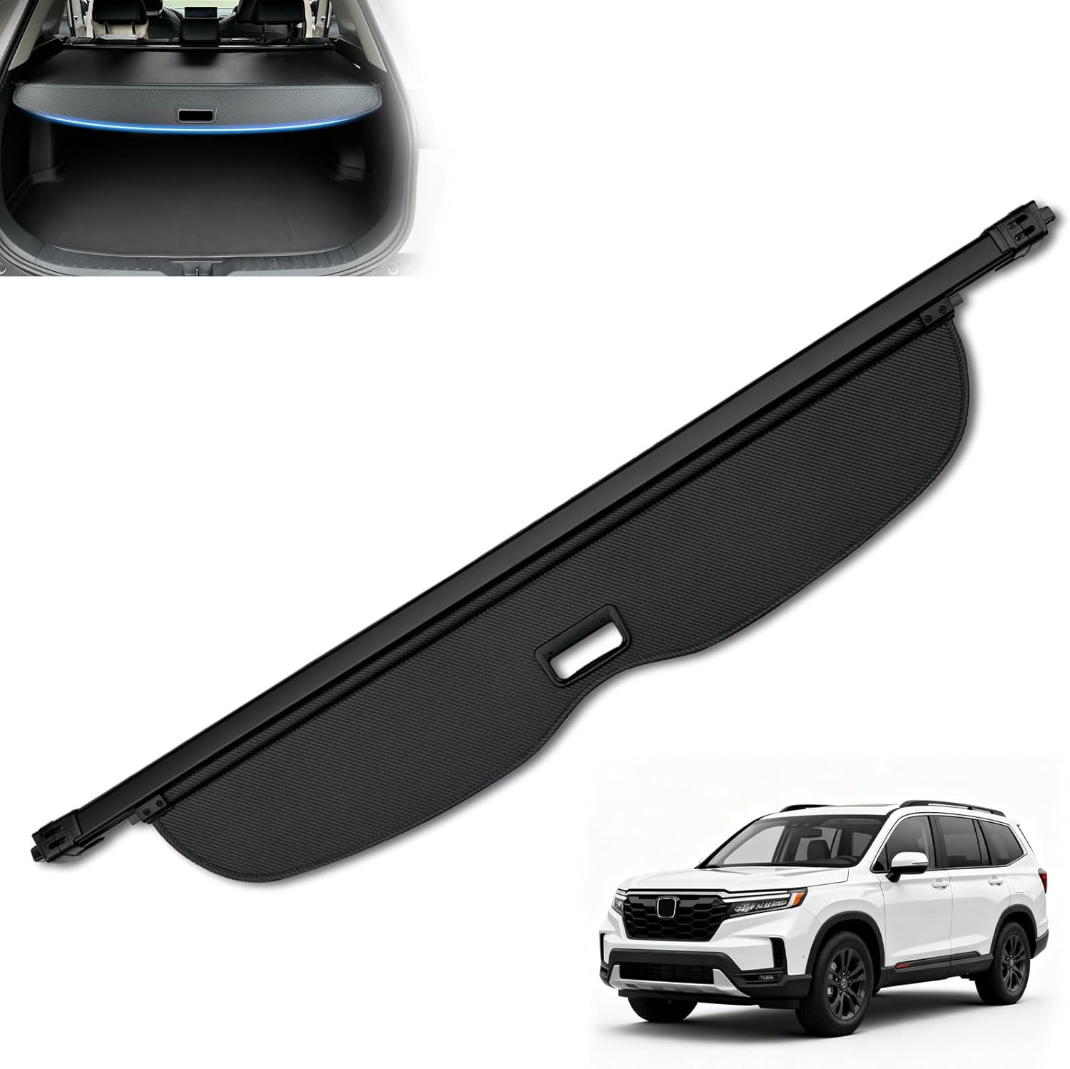 MIALUTY® Cargo Cover for 2019-2024 Honda Passport Retractable Trunk Cover Passport Accessories Anti-Peeping Anti-Theft Privacy Screen,Trunk Luggage Shield Shade Carbon Fiber Texture