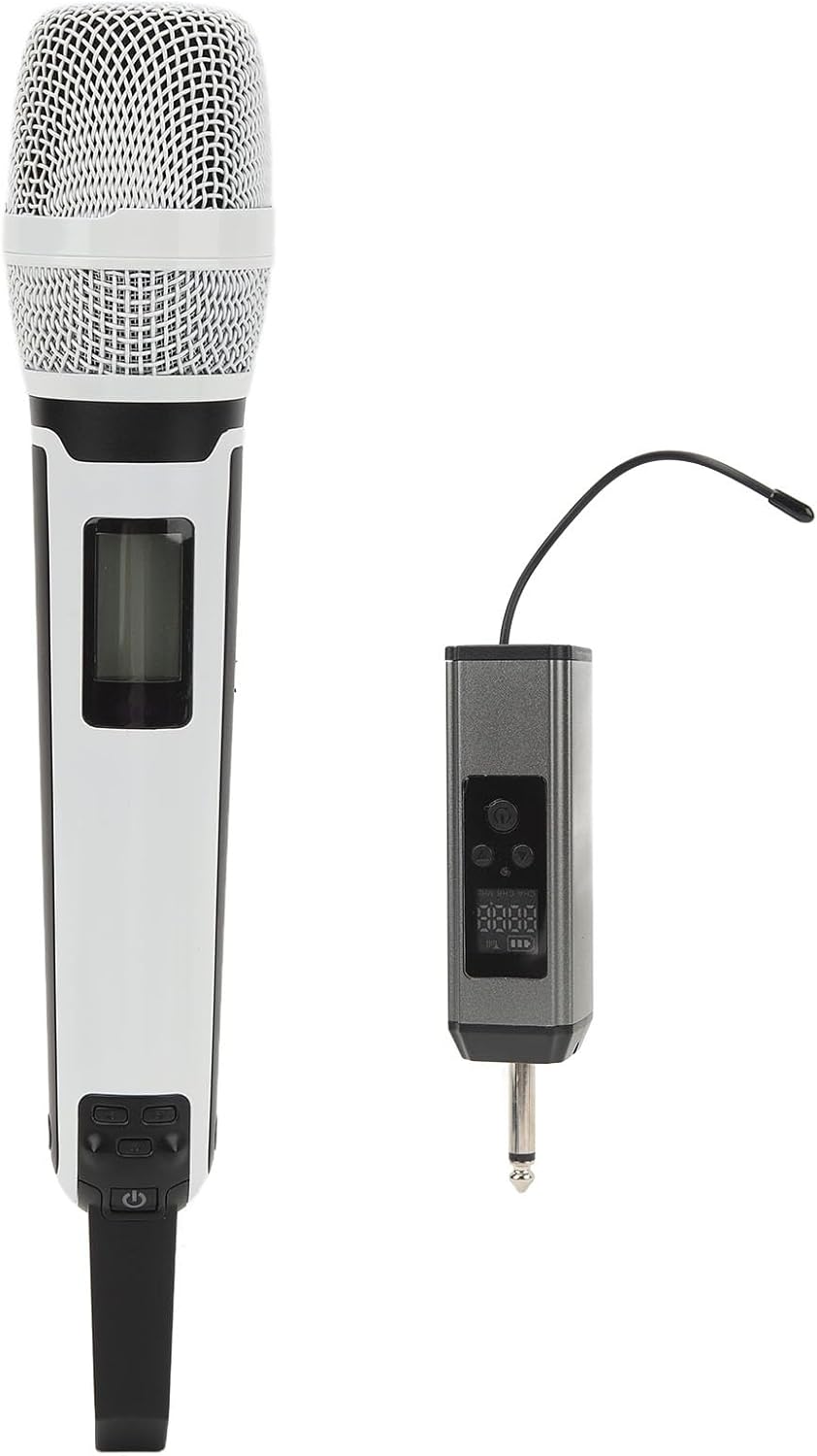 VGEBY Microphone Set, Noise Reduction UHF Handheld Cordless Dynamic Cardioid Mic with Receiver for Karaoke Live Speech Singing