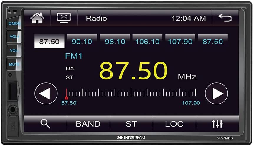 Soundstream SR-7MHB | 7 Inch Double Din Car Stereo, 2 Din Multimedia Receiver HD Touchscreen Bluetooth, 7