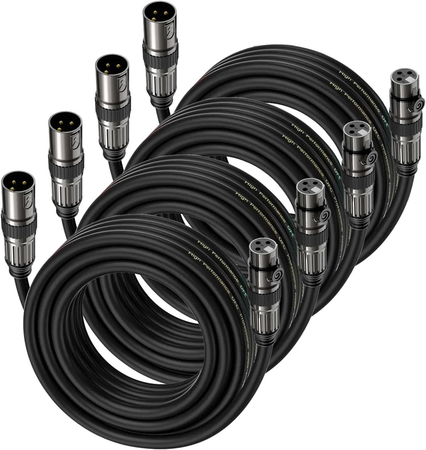 XLR Cable 4 Pack XLR Microphone Cables 3-pin XLR Male to Female Balanced Mic Patch Cord for Speaker Mixer Amplifier Record Etc(20m)