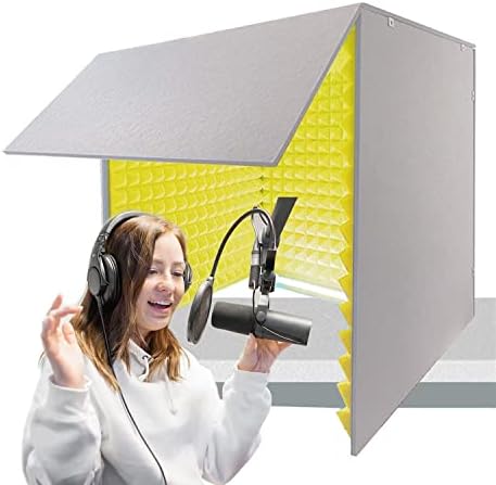 Desktop Sound Proof Foam Panels Soundproof Booth 80 * 80 * 80CM Soundproof Cover Vocal Recording Booth Sound Booth Microphone Soundproofing Acoustic Foam Panel for Studio Vocal