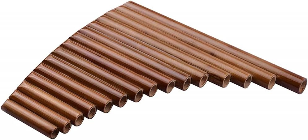 Pan Flute 15 Pipe Pan Flaute G Key Pan Pipes Bamboo Row Pipe Chinese Traditional Wind Instrument with Tote Bag