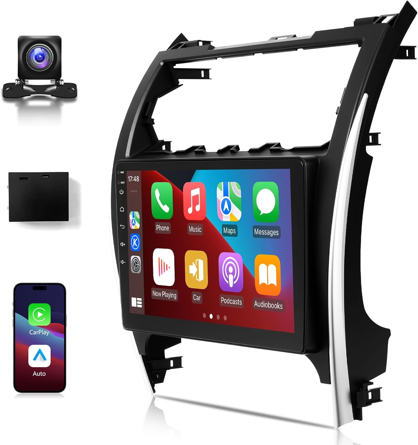 [2G+32G] Car Stereo for Toyota Camry 2012 2013 2014: Upgrade Carplay Andriod Auto 10.1Inch HD Touch Screen for Camry Radio Replacement Bluetooth GPS Navi 5GWiFi FM RDS DSP HiFi Backup Camera MIC