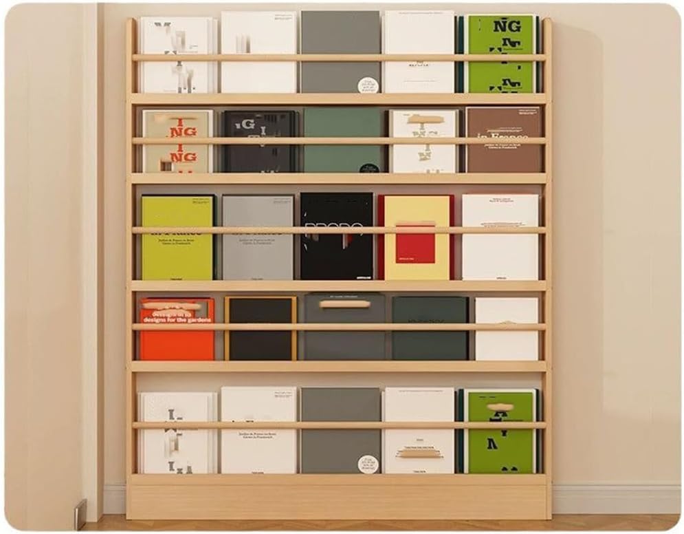 Behind The Door Bookshelf Solid Wood Bookcases with Open Display Shelves Behind The Door Storage Organizer for Toys and Books Space-Saving Wall Mount Narrow Book Shelf,60 * 10 * 119cm