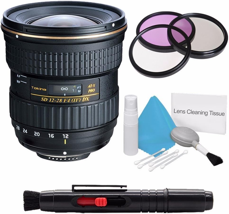 Tokina 12-28mm f/4.0 at-X Pro APS-C Lens for Canon (International Model) +Deluxe Cleaning Kit + Lens Cleaning Pen + 77mm UV Filter