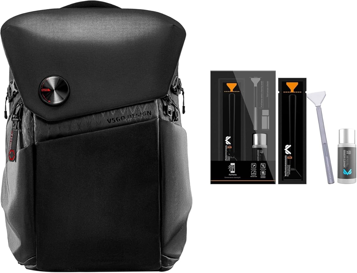 VSGO Professional Camera Backpack 25L Extra Large Capacity Travel Commuting Backpack&VS-S03E New Full Frame Camera Cleaning Kit