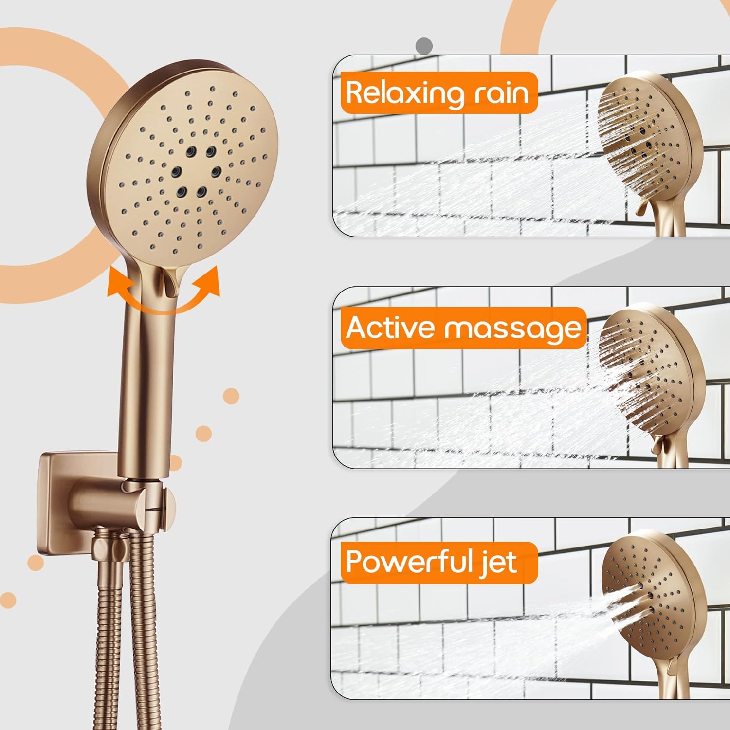 Bathtub Shower Trim Kit with 10'' High Pressure Rain Showerhead Faucet System, 3-Function Handheld Spray and Valve Included, Wall Mount Champagne Bronze SF001CPG-D10
