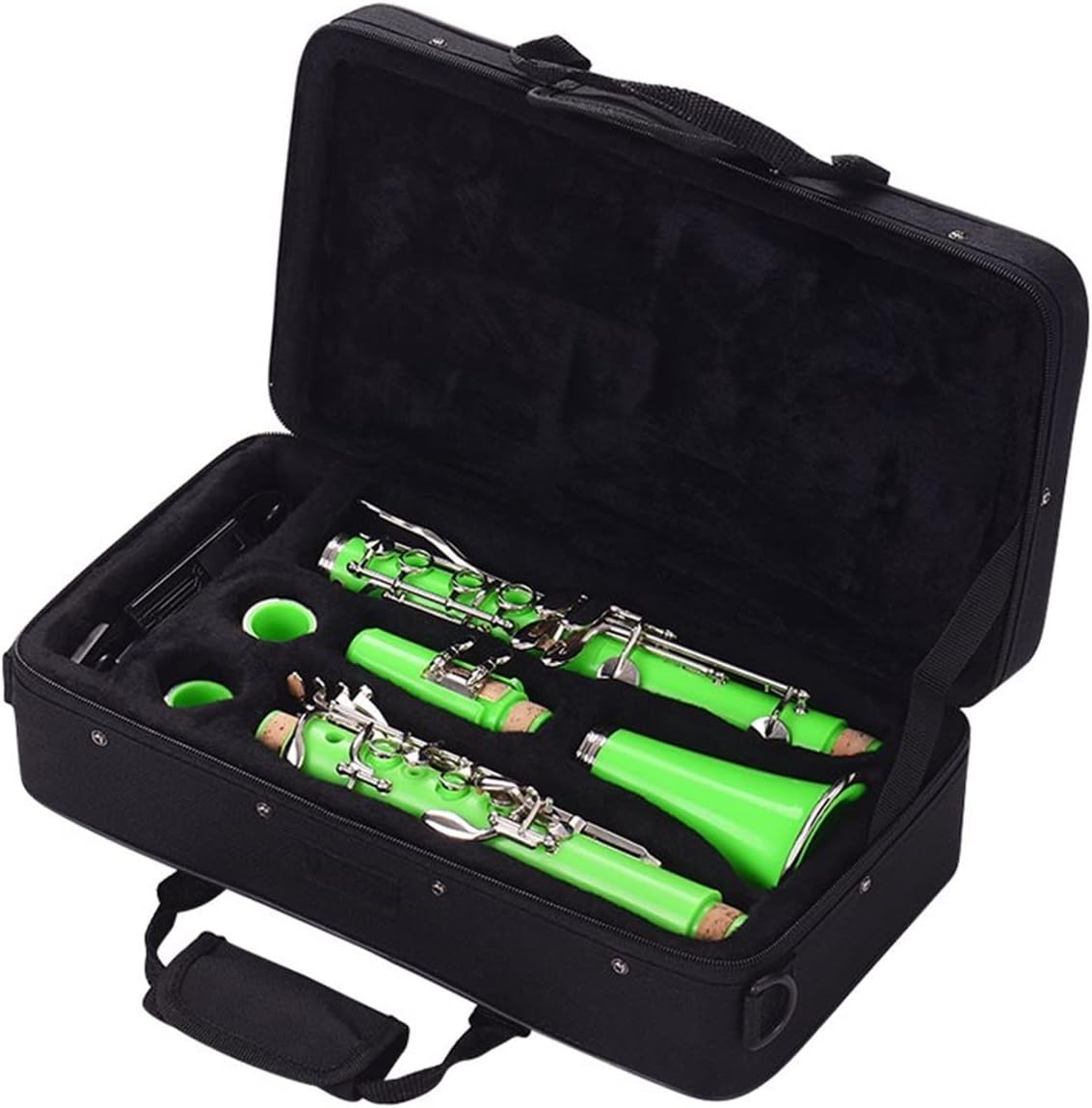 KESHUO Bb Flat 17-Key Clarinet with Carry Case Gloves Cloth Mini Screwdriver Reed Case 10pcs Reeds Woodwind Instrument Flute Student Standard Clarinet Set (Color : Black)
