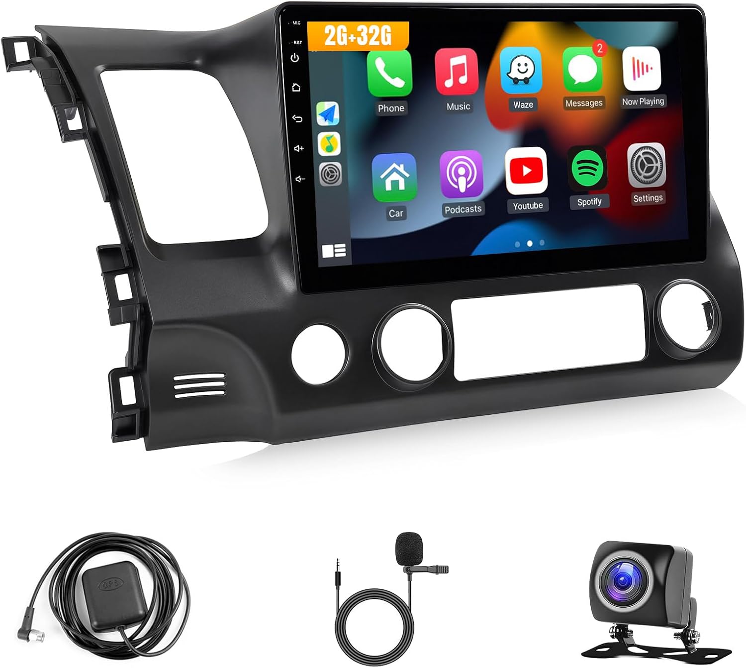 Leadfan Car Radio for Honda Civic 2006 2007 2008 2009 2010 2011 with Wireless Carplay Android Auto,10.1 Inch Screen with WiFi GPS Rear Camera FM SWC (for Honda Civic 2006-2011,2G+32G 4 Core)