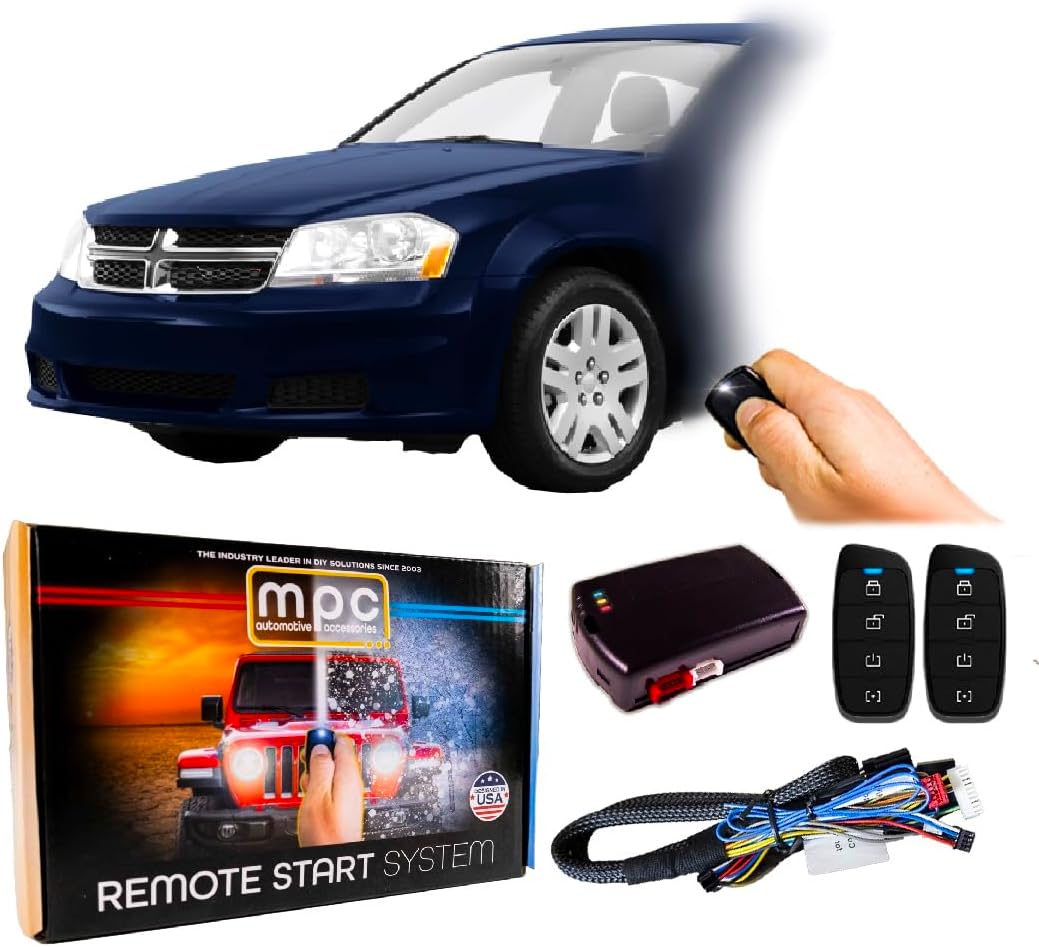 MPC Remote Start Kit Compatible with Dodge Avenger 2008-2014 || 2-Way Long Range Remotes 3,000ft || Plug and Play || USA Tech Support